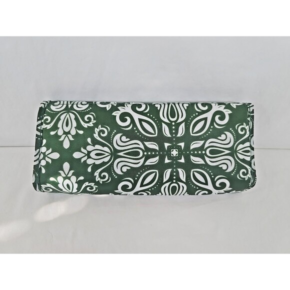 Sachi Foldable Insulated Market Tote Zippered Shopper Bag Green BoHo Print Snap - Picture 4 of 7